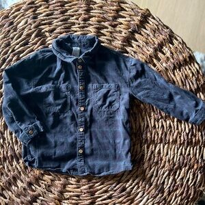 Corduroy gray shirt with blue stripe